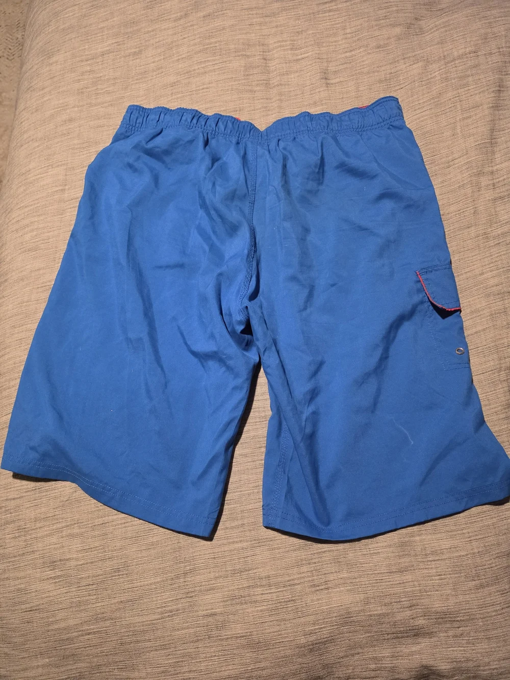 Superman Blue Swim Board Shorts with Red Logo Trim